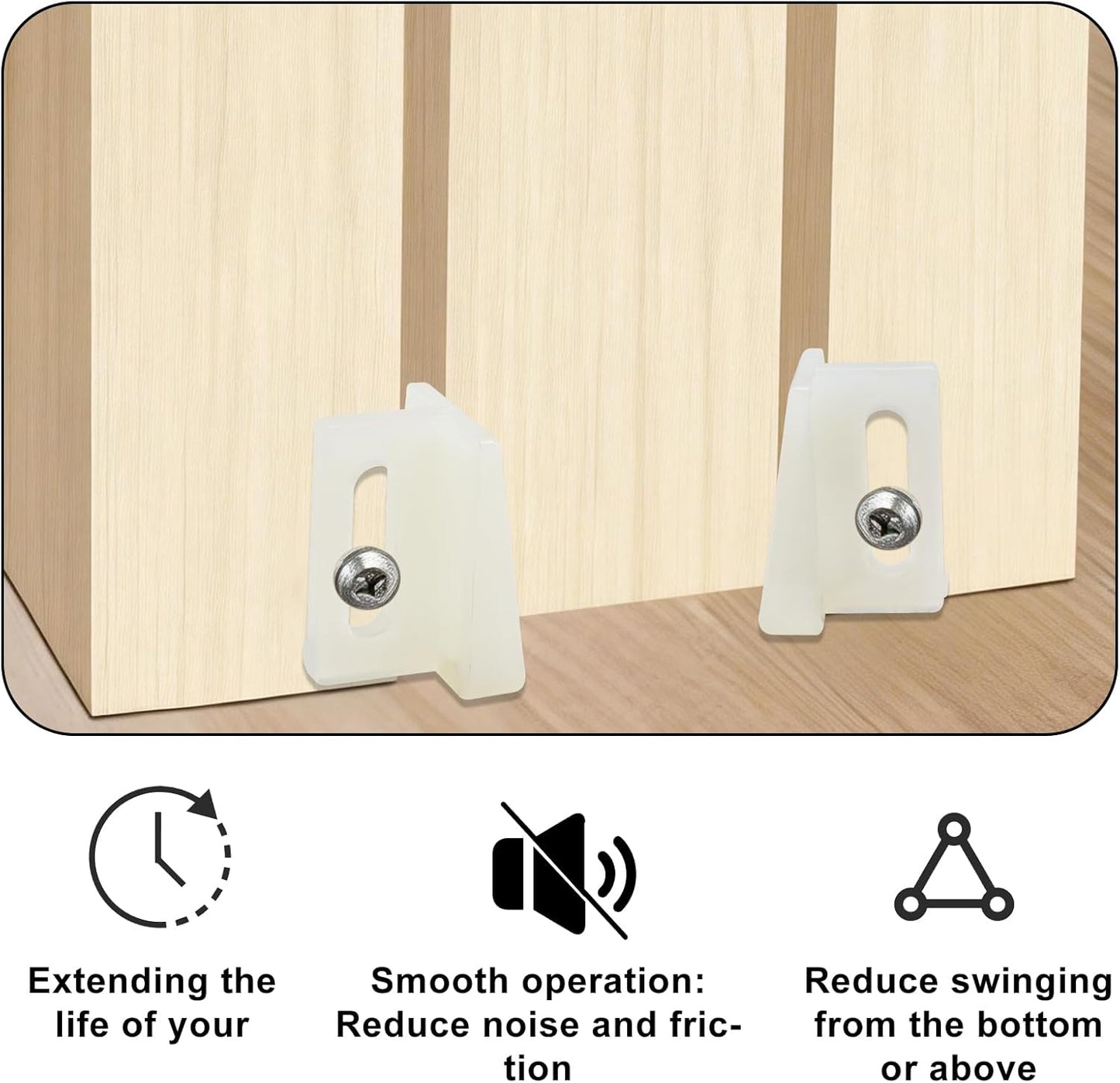 10 Pack Pocket Door Guide Bottom, Jamb Mounted Sliding Door Guides Replacement Kit with Screws (1.125 Inch, White)