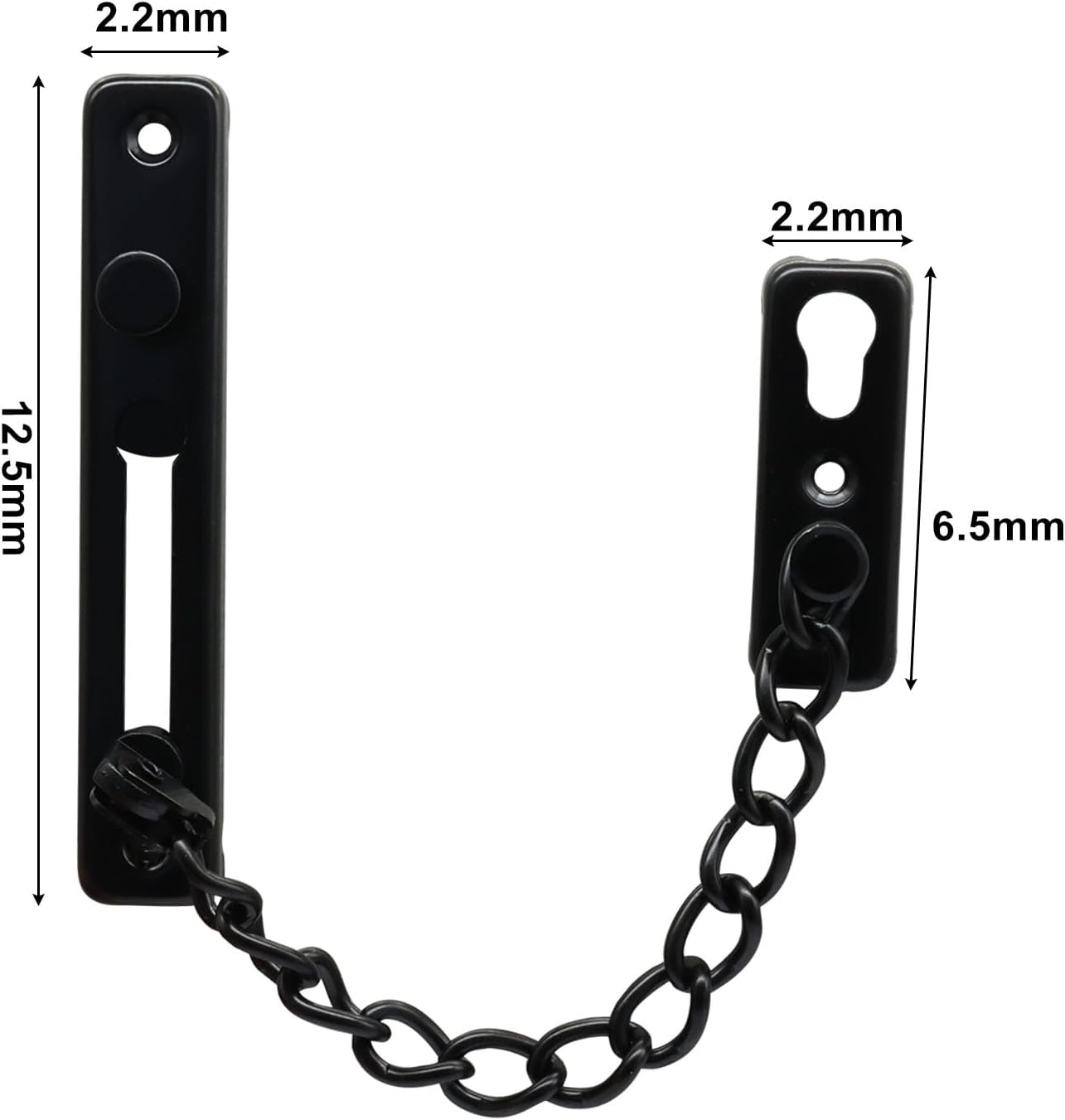 Heavy Duty Door Chain Lock with Mounting Screws, Stainless Steel Door Chain Guard for Front Doors, Pet Safe (Black, 2 Pack)