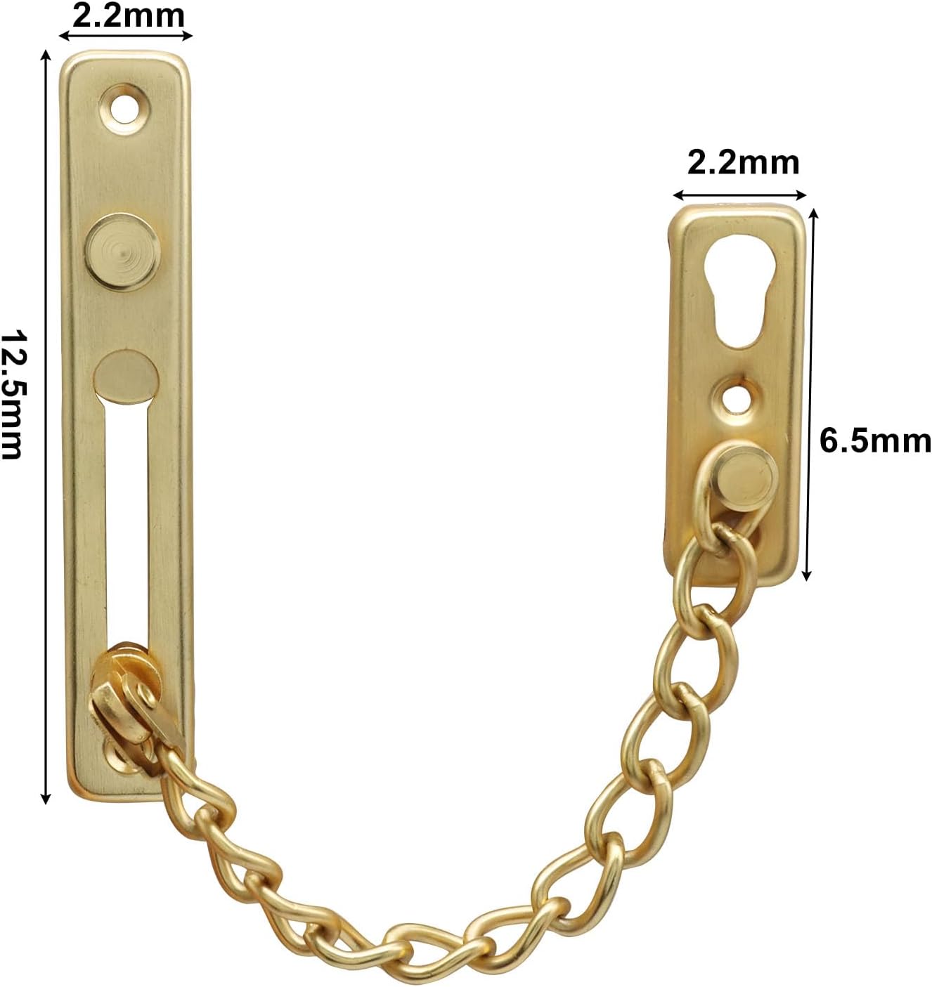 Heavy Duty Door Chain Lock with Mounting Screws, Stainless Steel Door Chain Guard for Front Doors, Pet Safe (Gold, 1 Pack)