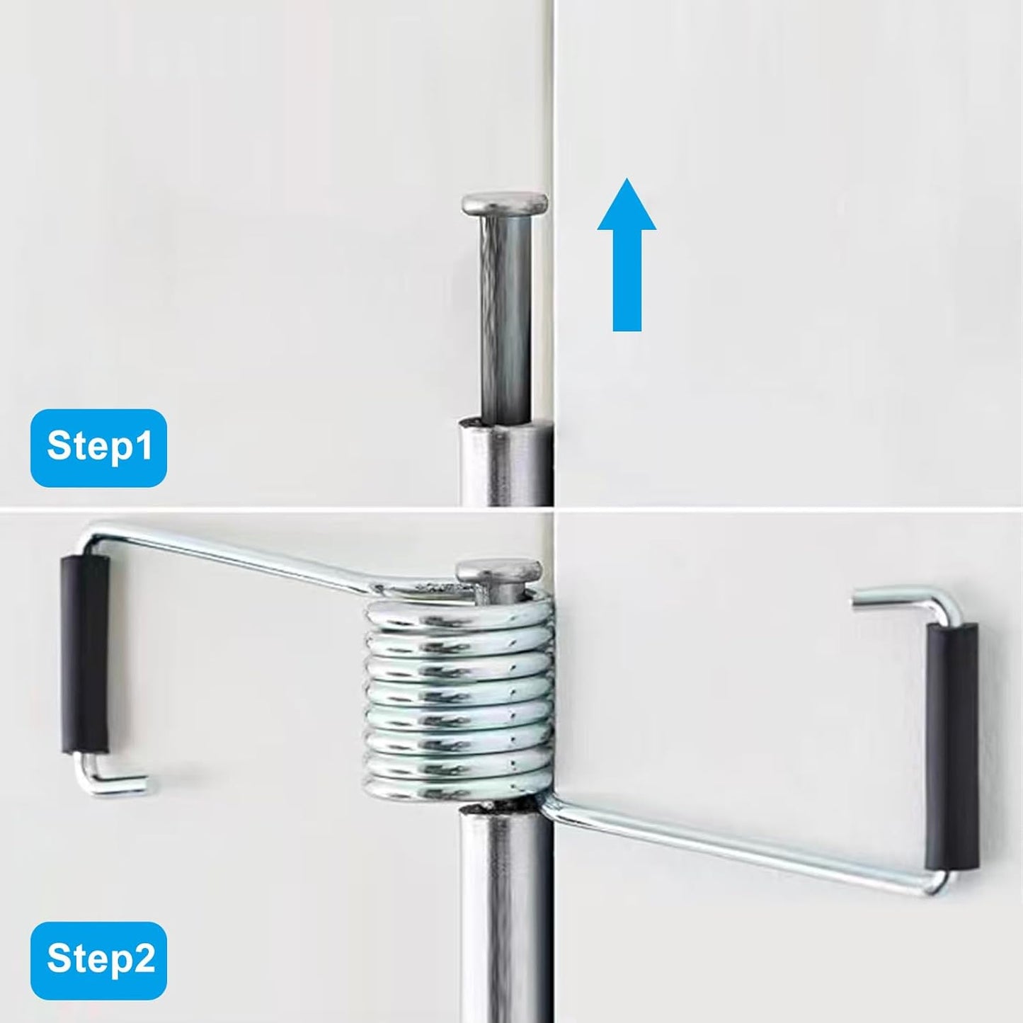 4 Pack Spring Door Closer, Automatic Self-Closing Door Hinge with Rubber Bumper for Cabinet, Closet and Interior Doors