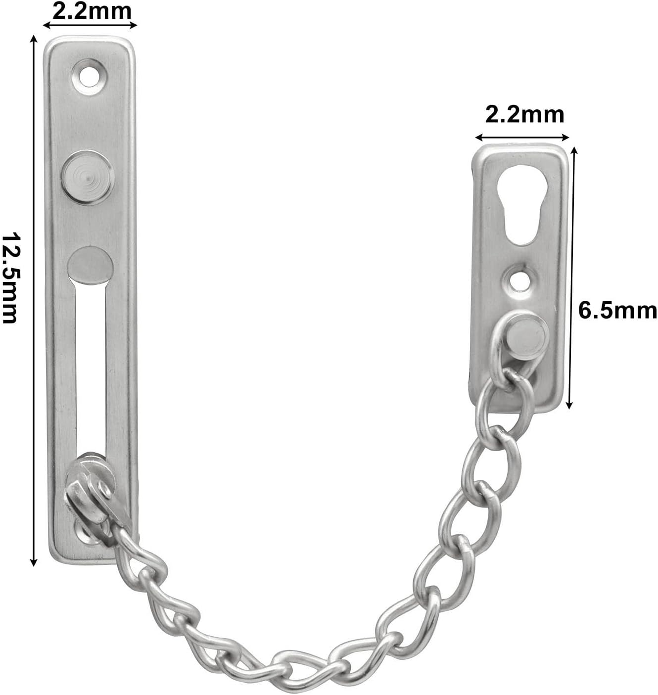 Heavy Duty Door Chain Lock with Mounting Screws, Stainless Steel Door Chain Guard for Front Doors, Pet Safe (Silver, 2 Pack)