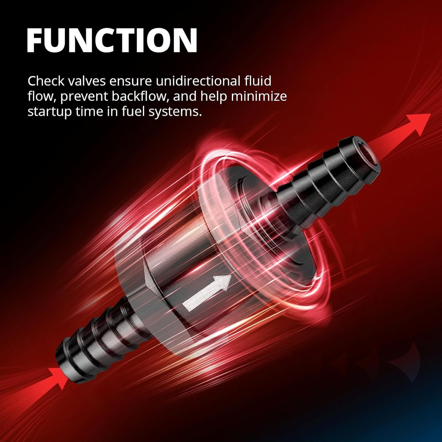 3/8" Fuel Check Valve One Way Inline Non Return Diesel Gasoline Black (10mm OD,2PCS)
