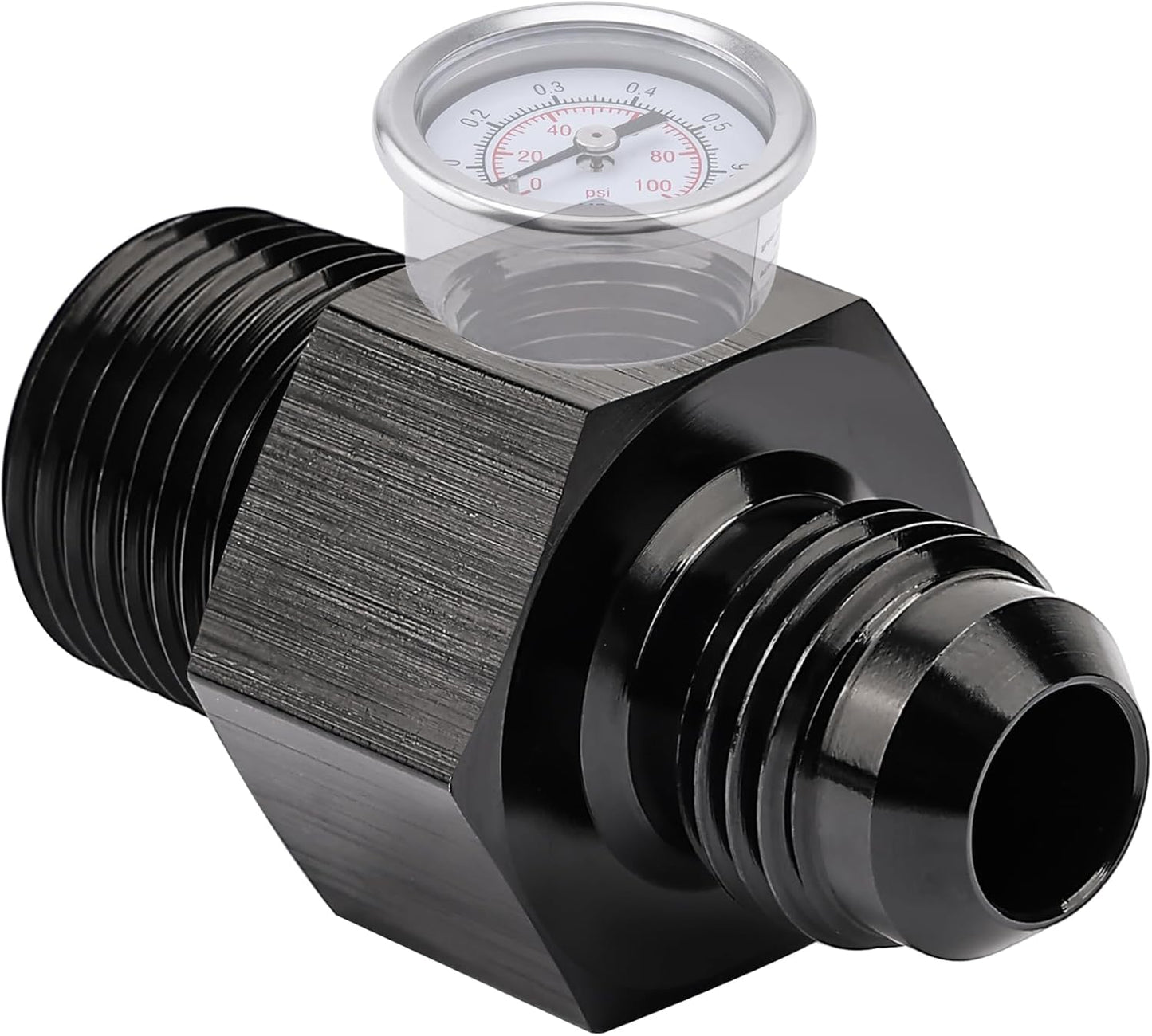 6AN to 3/8 NPT with 1/8" NPT gauge port Fuel Pressure Take off Fitting Adapter Aluminum