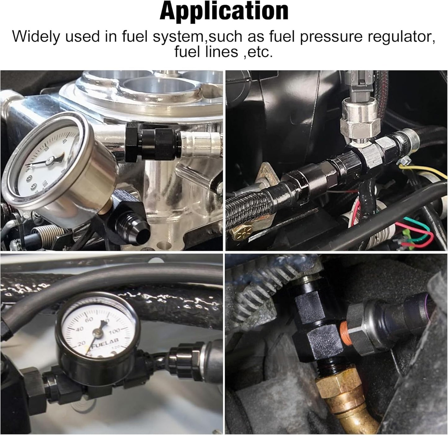 6AN to 3/8 NPT with 1/8" NPT gauge port Fuel Pressure Take off Fitting Adapter Aluminum