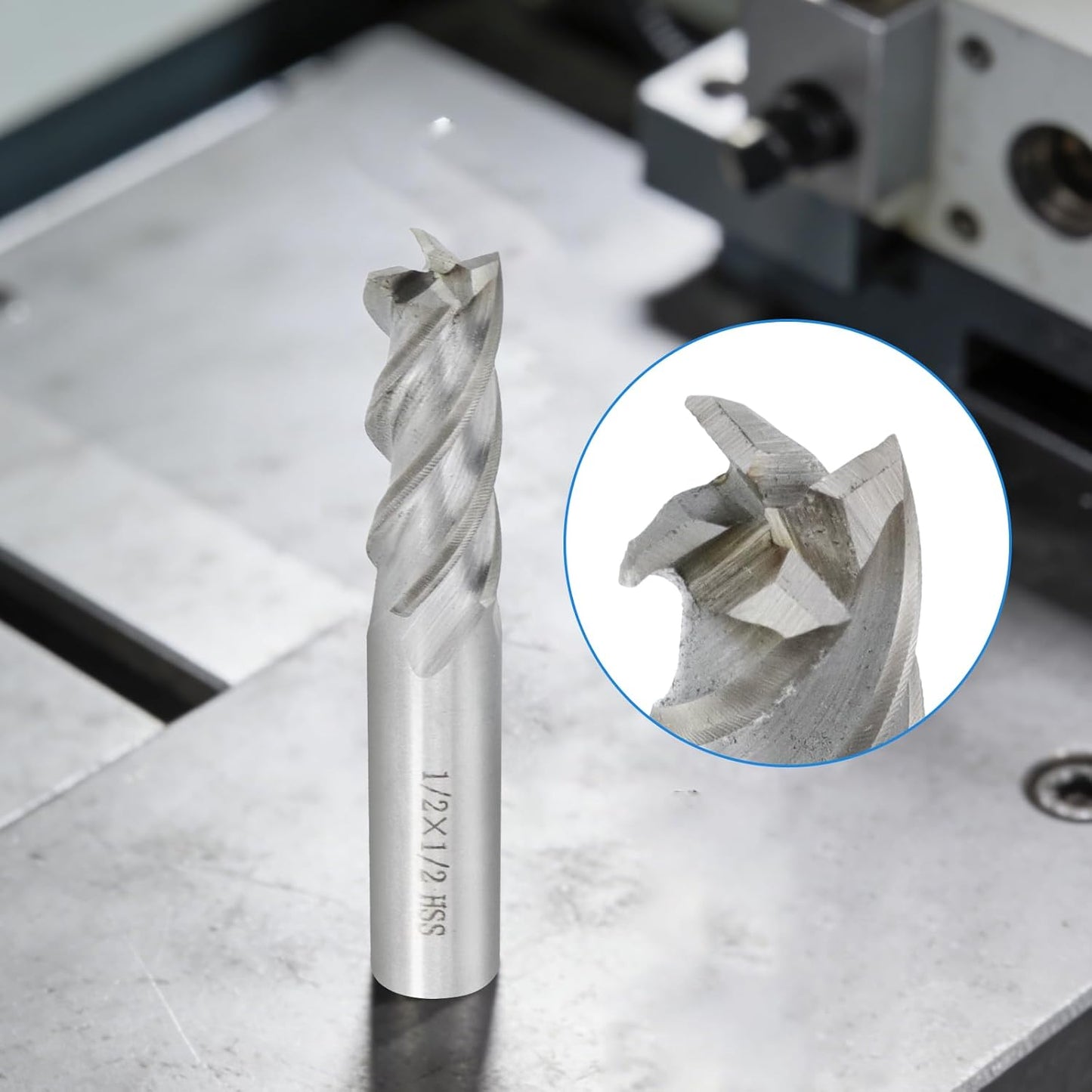 Square End Mill 1/2" Cutting Dia x 1/2" Shank Dia 4 Flute Straight End Mill Cutter - 2pcs