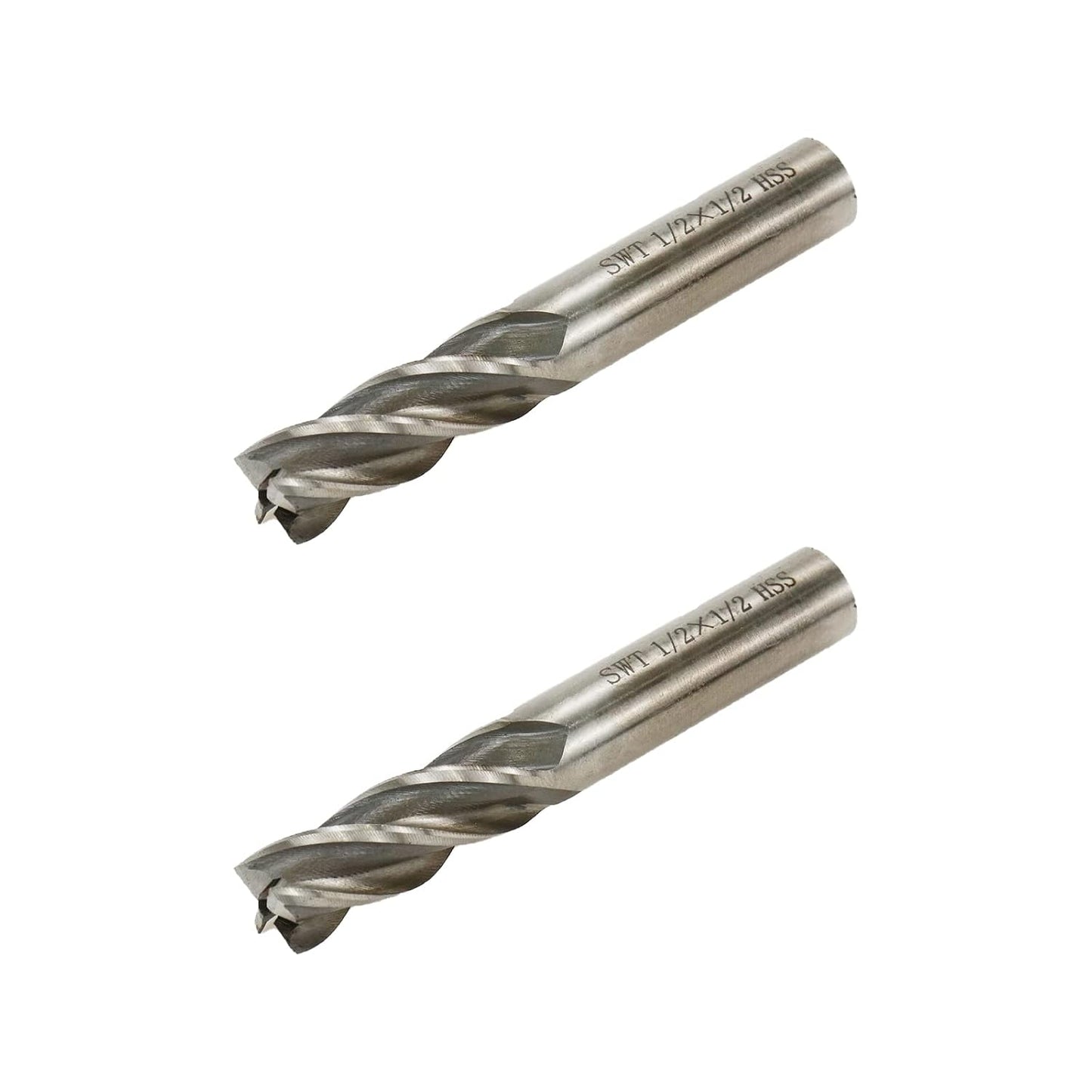 Square End Mill 1/2" Cutting Dia x 1/2" Shank Dia 4 Flute Straight End Mill Cutter - 2pcs