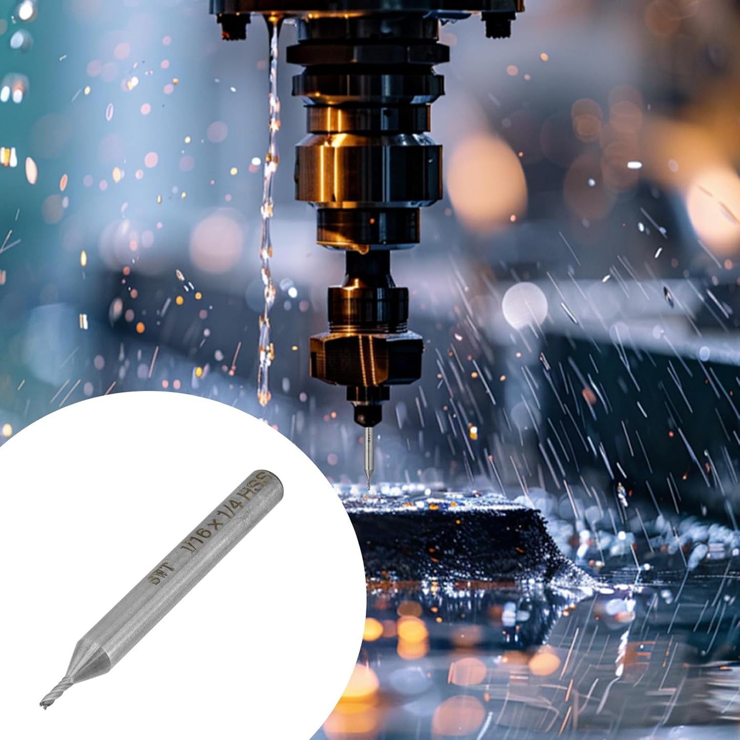 End Mill Cutter 1/16" Cutting Dia 1/4" Shank Dia 4 Flutes End Mill Drill Bit - 5pcs