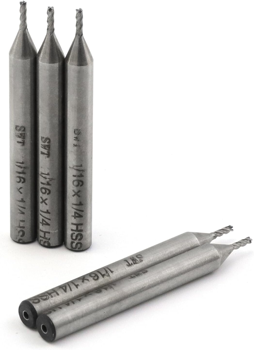 End Mill Cutter 1/16" Cutting Dia 1/4" Shank Dia 4 Flutes End Mill Drill Bit - 5pcs