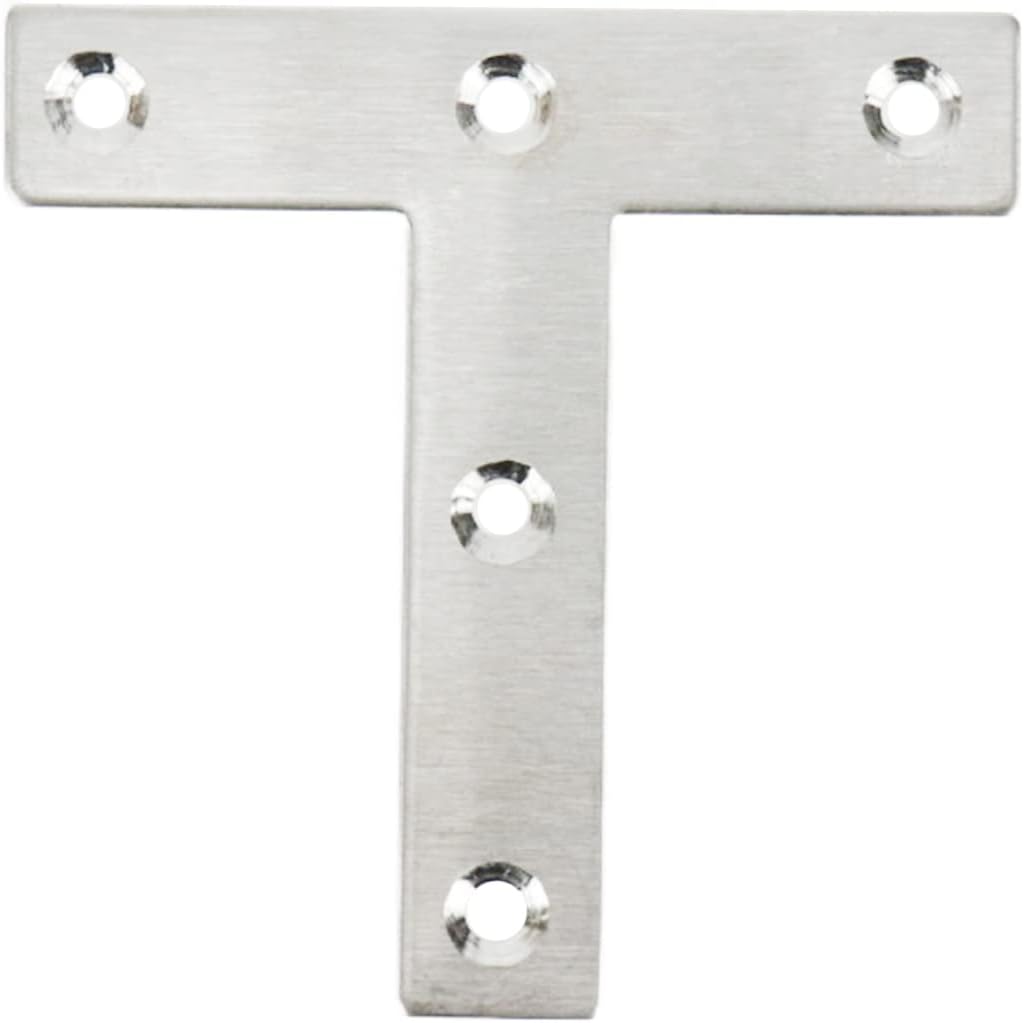 T Brackets Mending Plate 3.14" x 3.14" Stainless Steel Flat Repair Plate - 10pcs