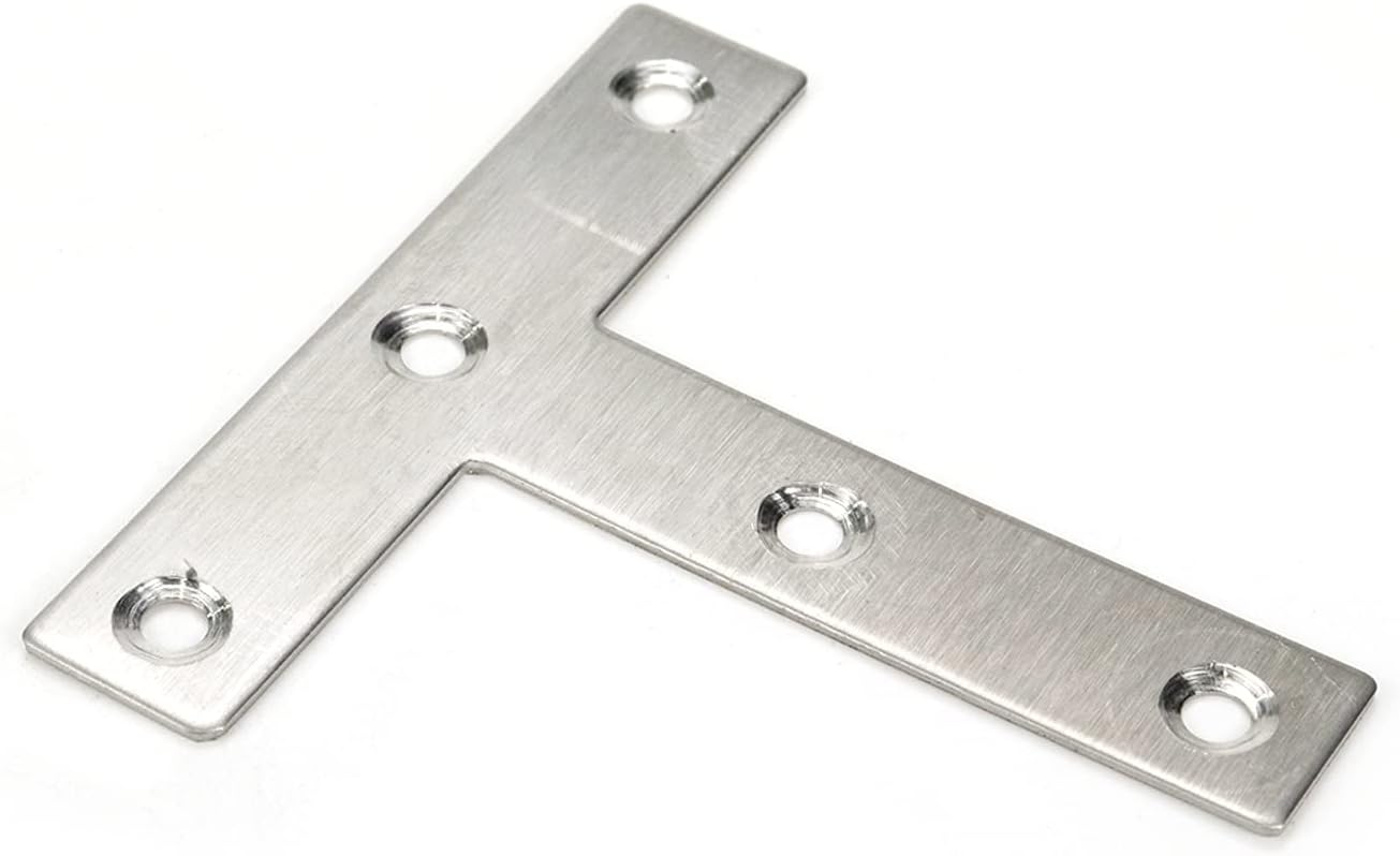 T Brackets Mending Plate 3.14" x 3.14" Stainless Steel Flat Repair Plate - 10pcs