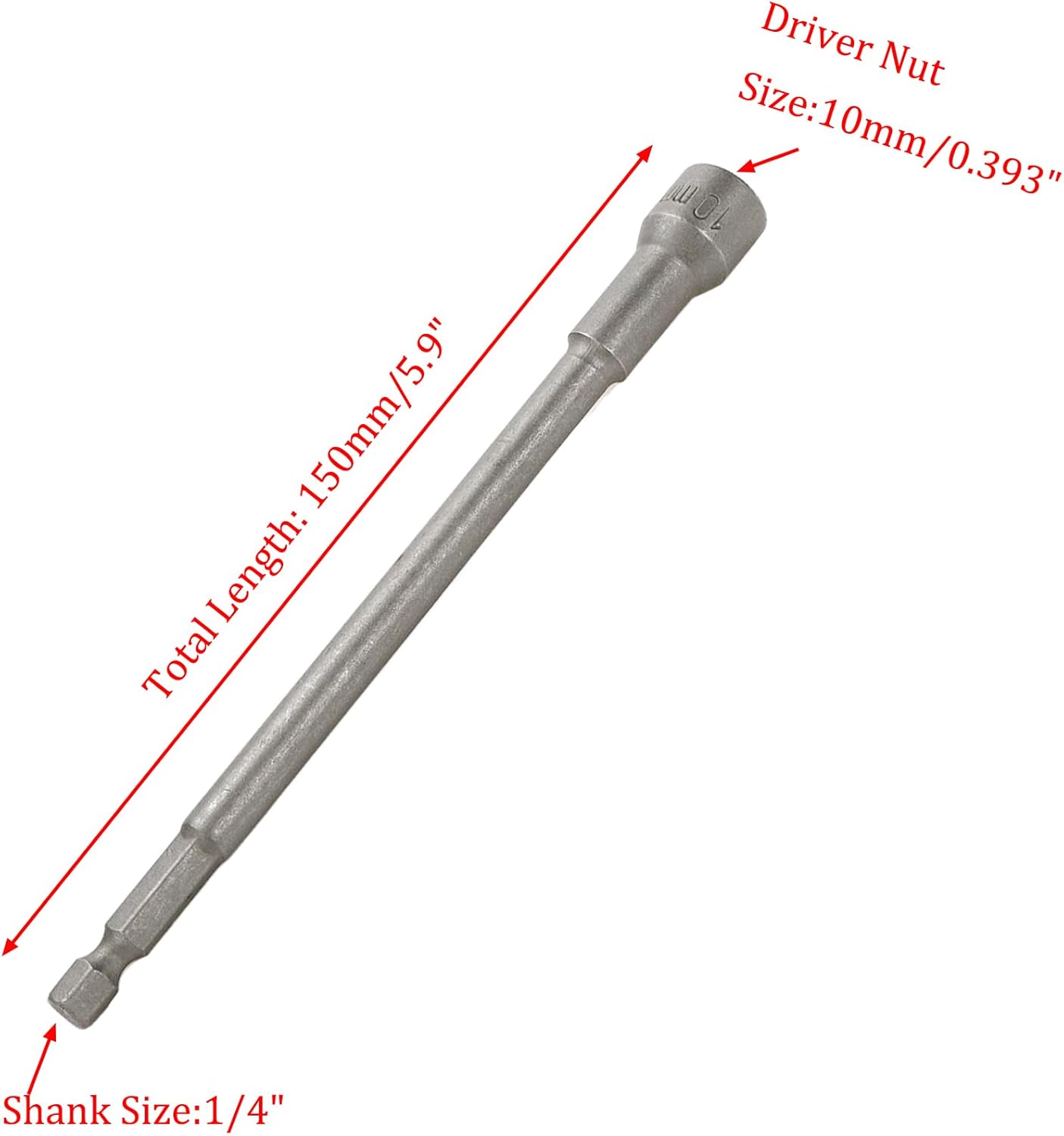 Hex Shank Magnetic Power Nut Driver Bit Set 10mm Hex Socket Extension Long Metric Hex Driver Bits -2pcs