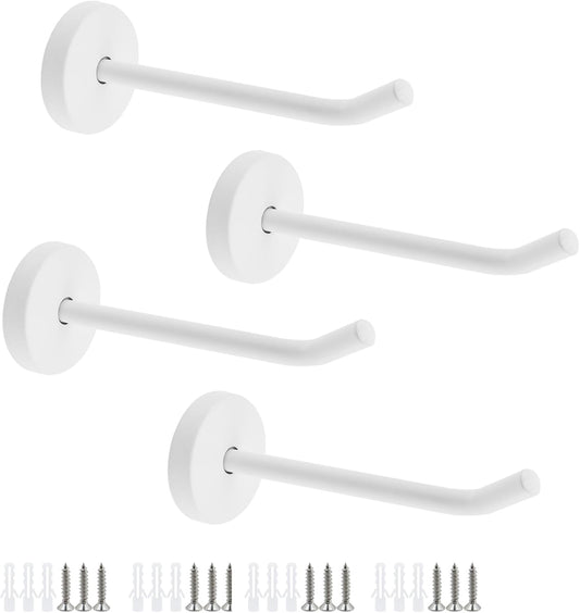 Coat Hook Towel Hooks Stainless Steel Heavy Duty Wall Hooks for Hanging Clothes Wall Mount Towel Holder for Bedroom Kitchen Closet 4" Length White Brushed Surface -Pack of 4
