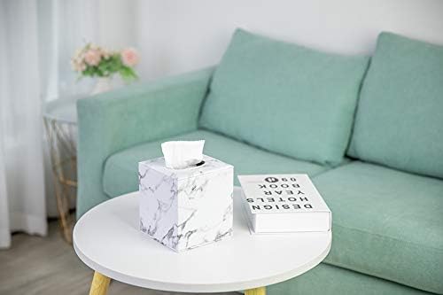 Tissue Box Cover,Tissue Box Square,Marble Stripes Tissue Box Cover,Tissue Box Holder for Bathroom Accessories,PU Leather Tissue Holder,Marble Stripes