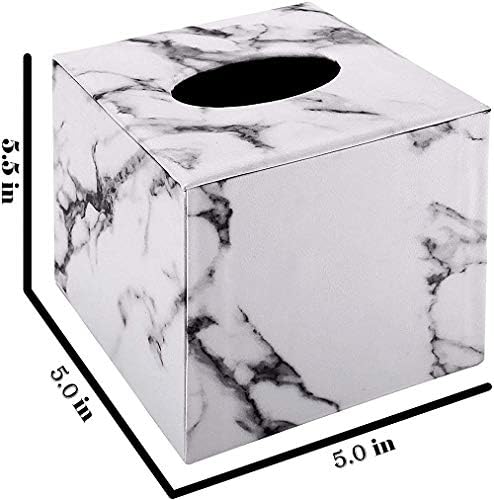 Tissue Box Cover,Tissue Box Square,Marble Stripes Tissue Box Cover,Tissue Box Holder for Bathroom Accessories,PU Leather Tissue Holder,Marble Stripes