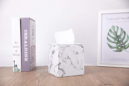 Tissue Box Cover,Tissue Box Square,Marble Stripes Tissue Box Cover,Tissue Box Holder for Bathroom Accessories,PU Leather Tissue Holder,Marble Stripes