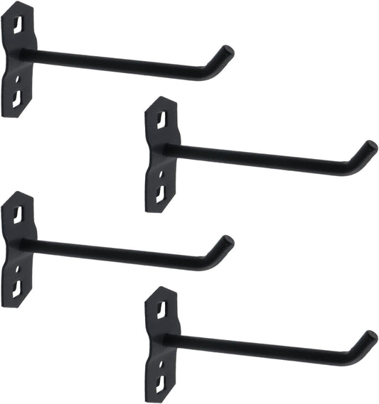 Pegboard Hooks Heavy Duty Metal Steel 3/8" Square Hole Peg Hooks Suitbale for 1.5" Spaced Pegboards Garage Wall Hooks for Organizing Tools in Home or Garage 4" Length Black- 4pcs