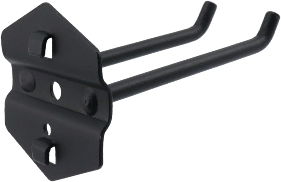 Pegboard Hooks Heavy Duty Metal Steel 3/8" Square Hole Peg Hooks Suitbale for 1.5" Spaced Pegboards Double Arm Wall Hooks for Organizing Tools in Home or Garage 4-inch Long Black-2pcs