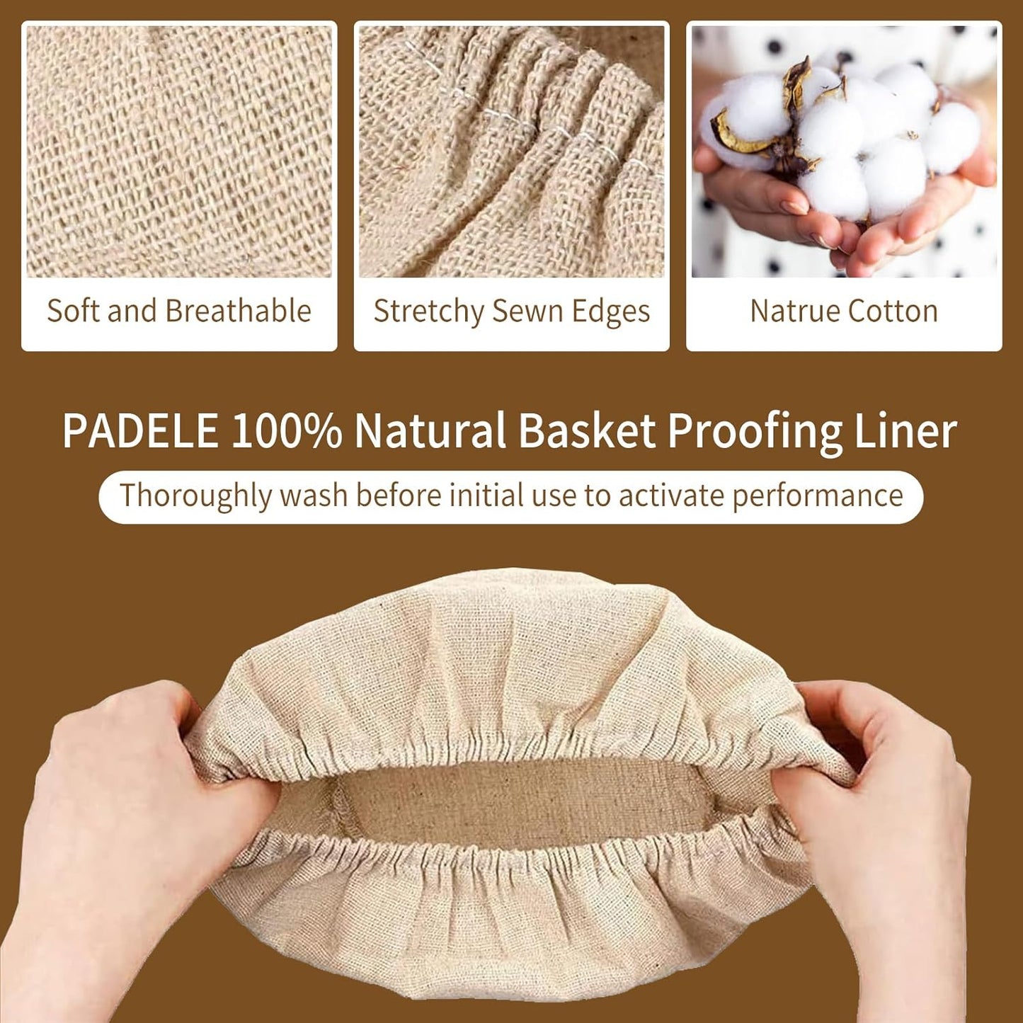 6 Packs Oval Banneton Cloth Liner for Bread Sourdough Proofing，10 inches，Natural Rattan Bread Proofing Cover for Banneton Basket Homemade Baking Dough（Basket Not Included）
