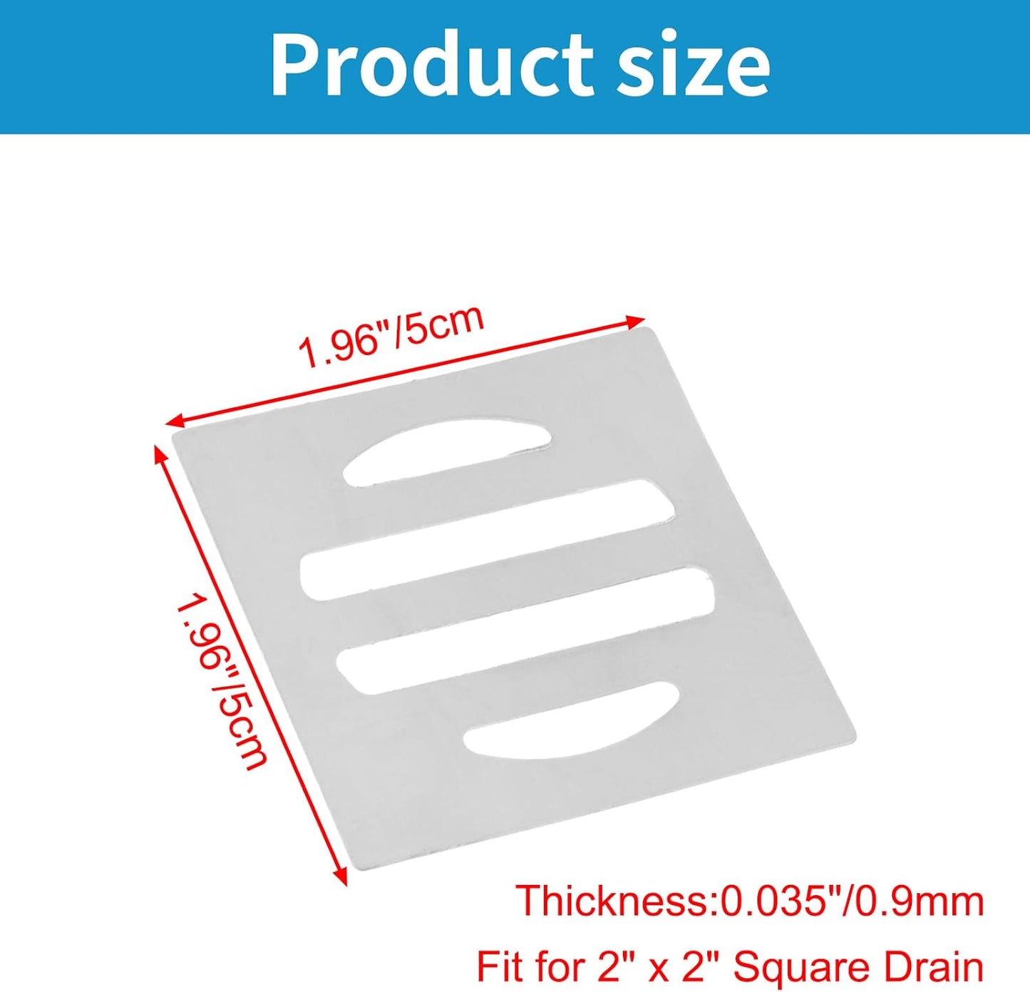 Drain Cover Grates Fit 2" x 2" Drain, Stainless Steel Drainage Grate Cover Square Replacement Floor Drain Strainer for Shower, Bathroom Floor, Balcony, and Outdoor Garden Drains -10pcs