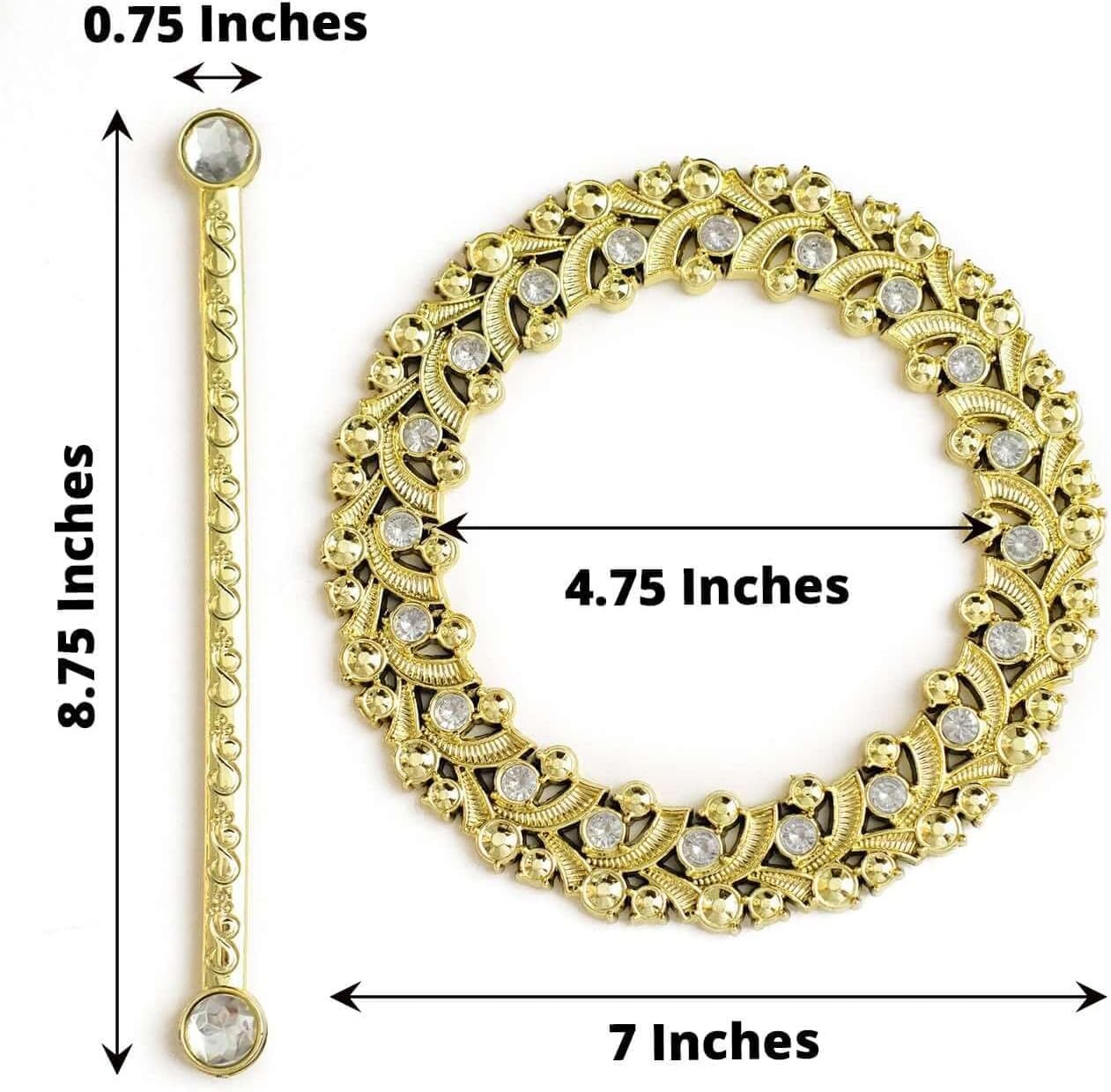 Efavormart 2 Pack | 7" Gold Barrette Style Acrylic Crystal Curtain Tie Backs, Round Backdrop Drapery Brooch Holdbacks