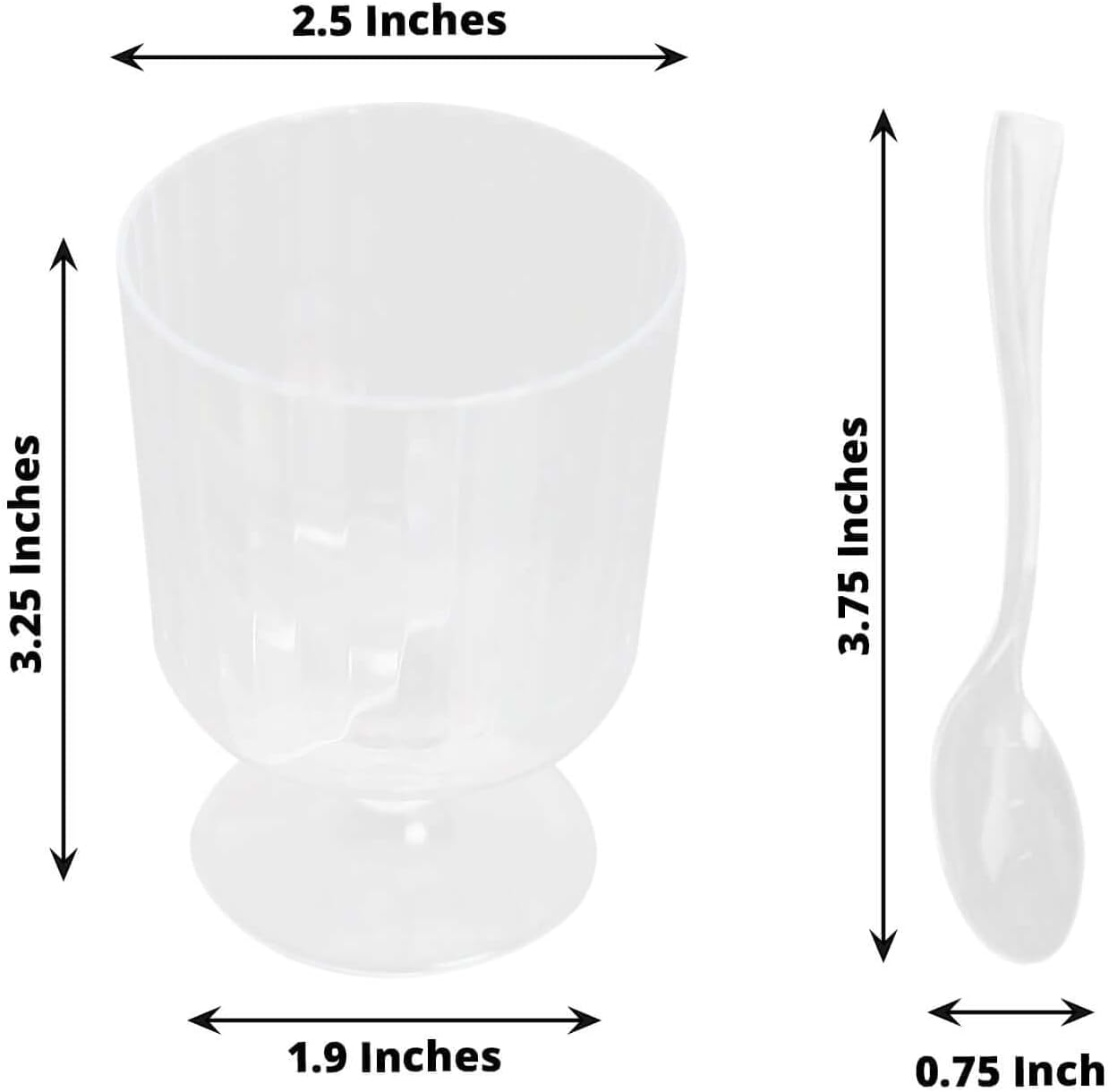 Efavormart 24 Pack | 5oz Clear Mini Ribbed Pedestal Plastic Dessert Cups With Spoons, Disposable Snack Cup Spoon Sets