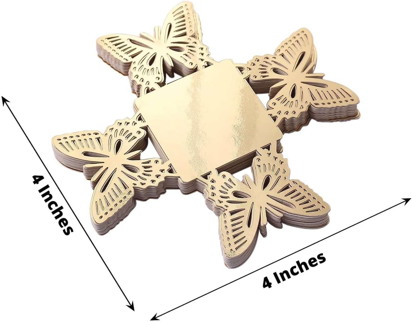 Efavormart 50 Pack | 4" Mini Metallic Gold Butterfly Truffle Cup Dessert Liners, Square Cupcake Tray Wrappers - 225GSM
