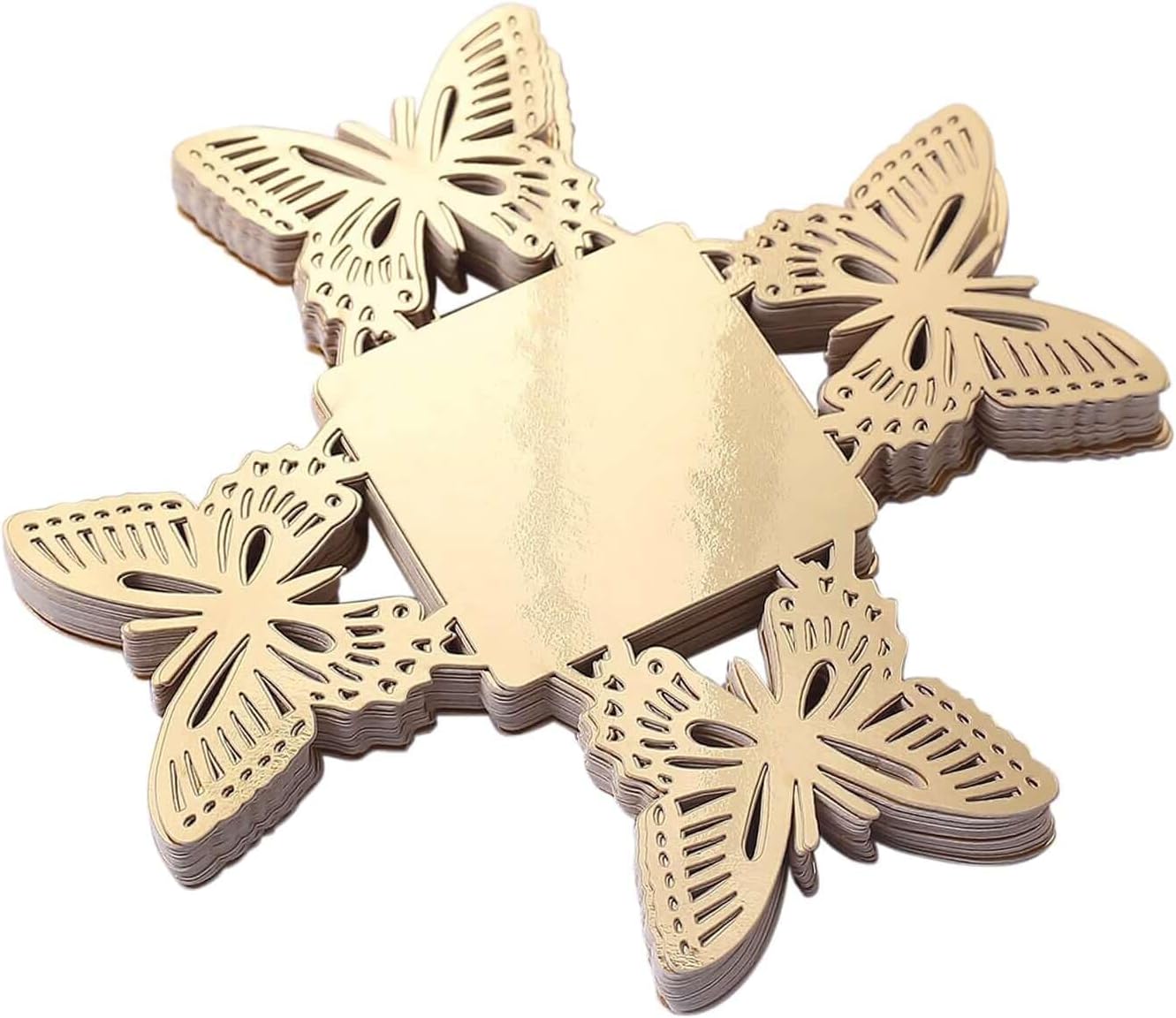 Efavormart 50 Pack | 4" Mini Metallic Gold Butterfly Truffle Cup Dessert Liners, Square Cupcake Tray Wrappers - 225GSM