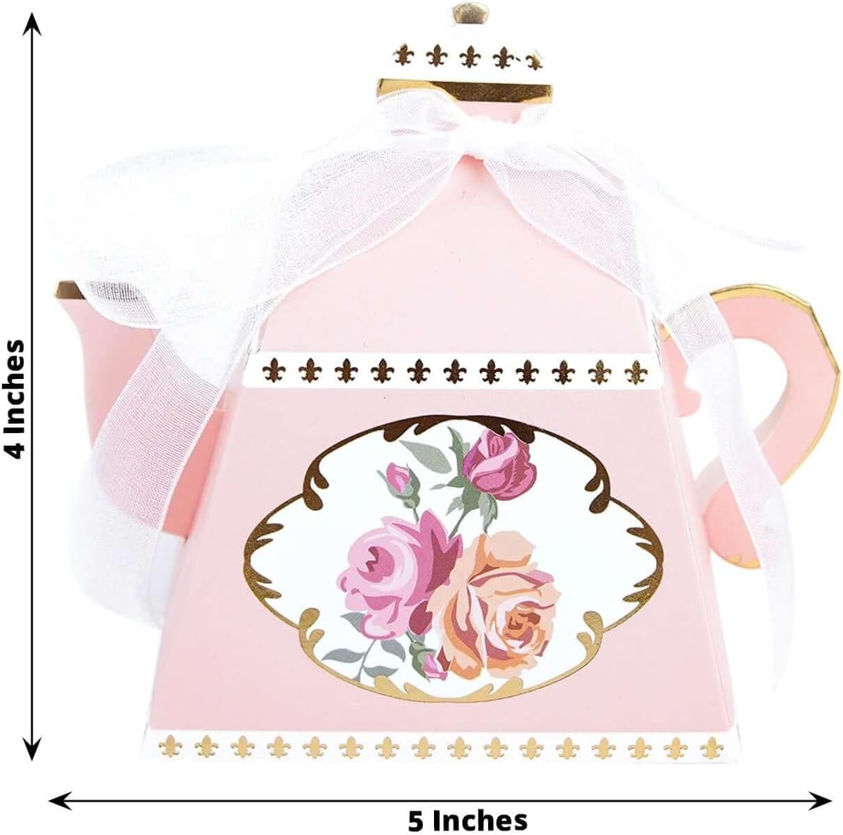 Efavormart 25 Pack 4" Mini Teapot Favor Boxes with Ribbon, Dusty Rose Cardstock Tea Time Gift Containers for Weddings, Birthdays, Bridal Showers, and Event Decoration