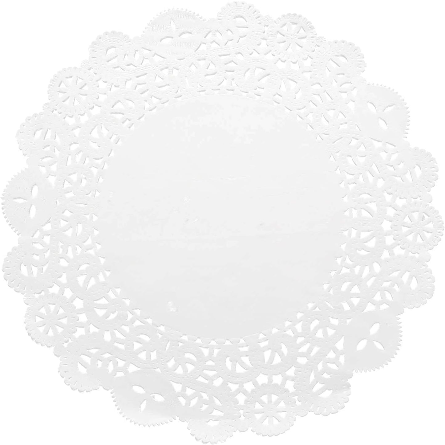 Efavormart 100 Pack Round White Paper Doilies, Food Grade Lace Paper Placemats - 14"