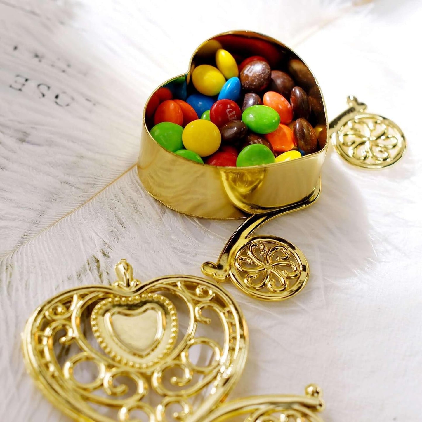 Efavormart 12 Pack - 4" Gold Fillable Heart Carriage Favor Candy Boxes for Wedding, Bridal Shower, Baby Shower, Birthday, Candy Jars Decorations