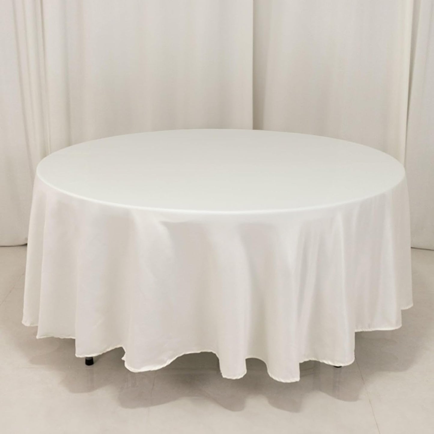 Efavormart Ivory Seamless Lamour Satin Round Tablecloth - 108"