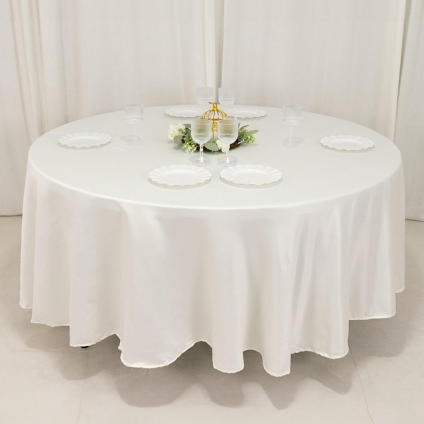 Efavormart Ivory Seamless Lamour Satin Round Tablecloth - 108"