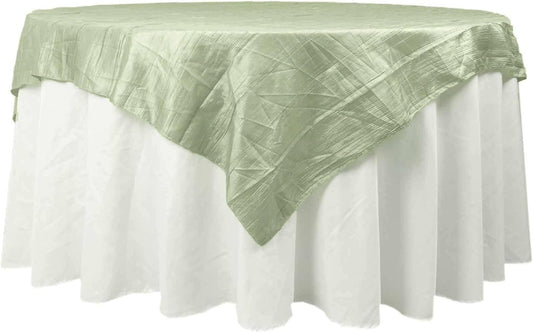 Efavormart 72"X72" Sage Green Accordion Crinkle Taffeta Table Overlay, Square Tablecloth Topper