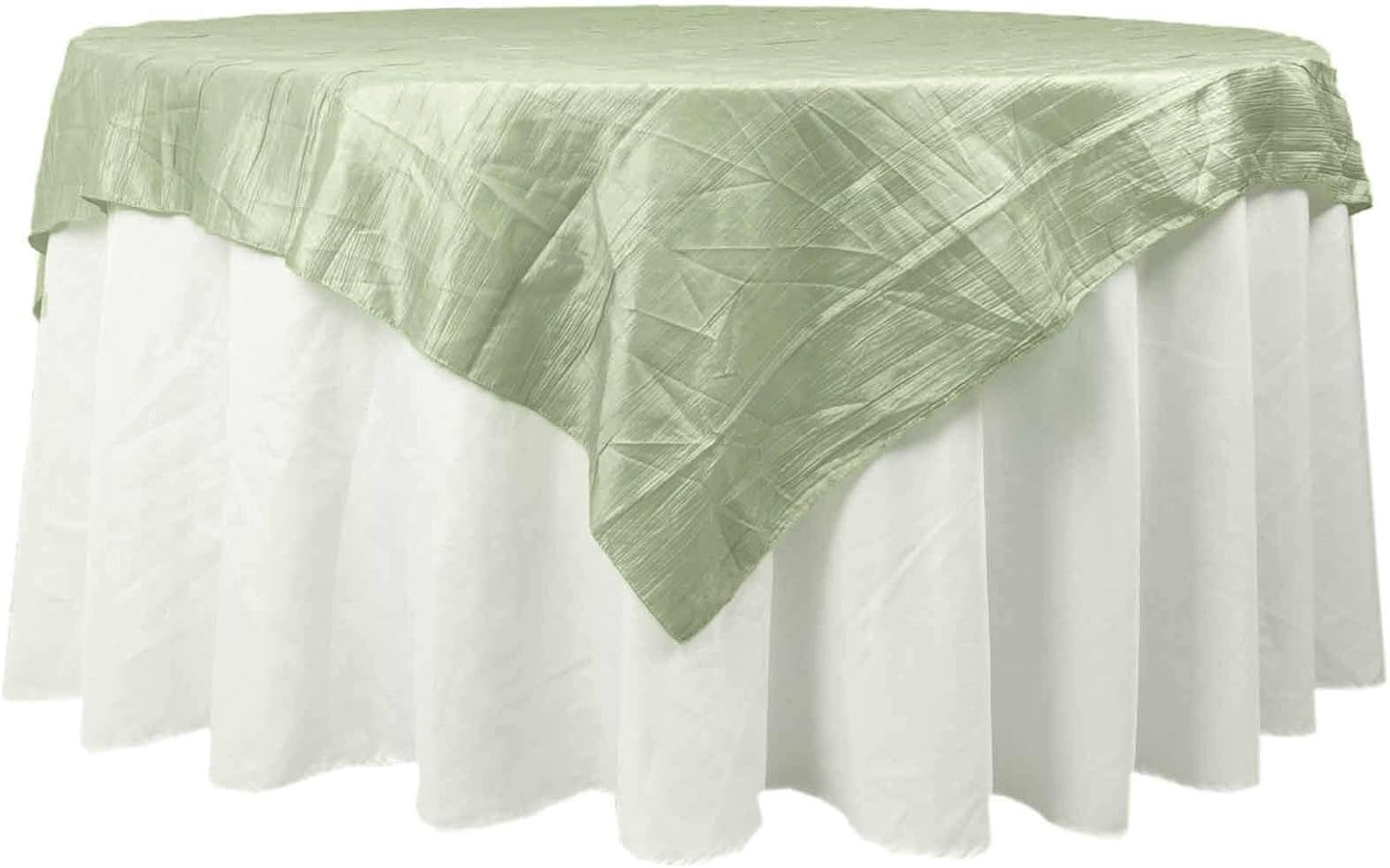 Efavormart 72"X72" Sage Green Accordion Crinkle Taffeta Table Overlay, Square Tablecloth Topper