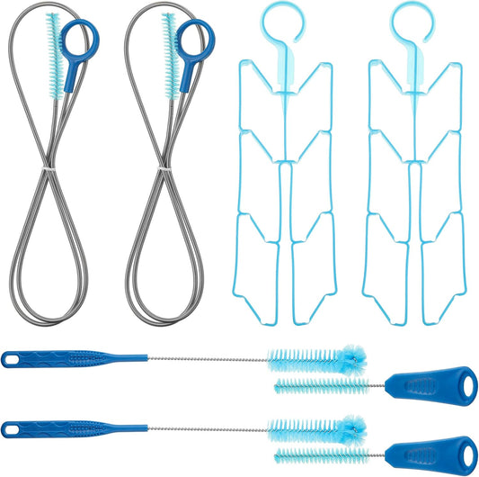 2 Set 8 in 1 Hydration Bladder Cleaning Kit Includes 3 Different Brushes and Drying Collapsible Bladder Frame, Water Reservoir Backpack Cleaning Kit