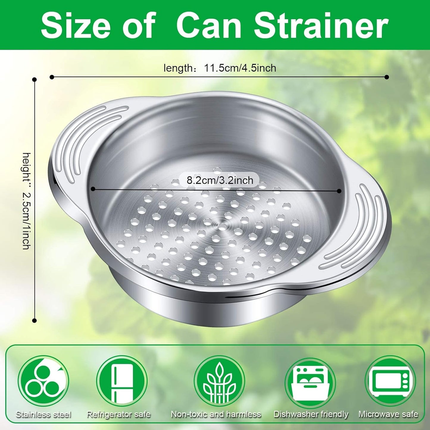 1 Piece Tuna Can Strainer Stainless Steel Food Strainer Sieve Metal Press Lid Canning Colander Oil Drainer Tuna Filter for Beans Vegetables