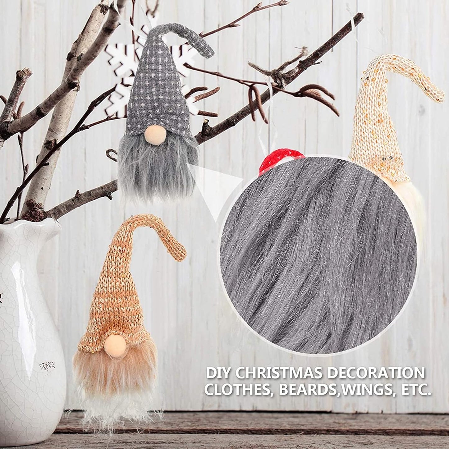 4 Pieces Faux Fur for Craft Fake Fur Shaggy Patches Ribbon Chair Cover Seat Cushion Pad Supplies for Sewing DIY Gnome Beard Easter Costume Winter Valentine's Day(Black, Khaki, Grey, White)