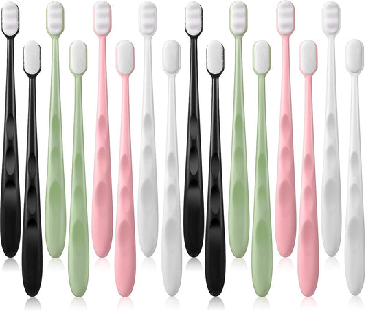 16 Pieces Extra Soft Toothbrush Micro-Nano Toothbrush with 20000 Floss Bristles Manual Toothbrushes for Sensitive Teeth Pregnant Women Elderly Children, 2 Styles