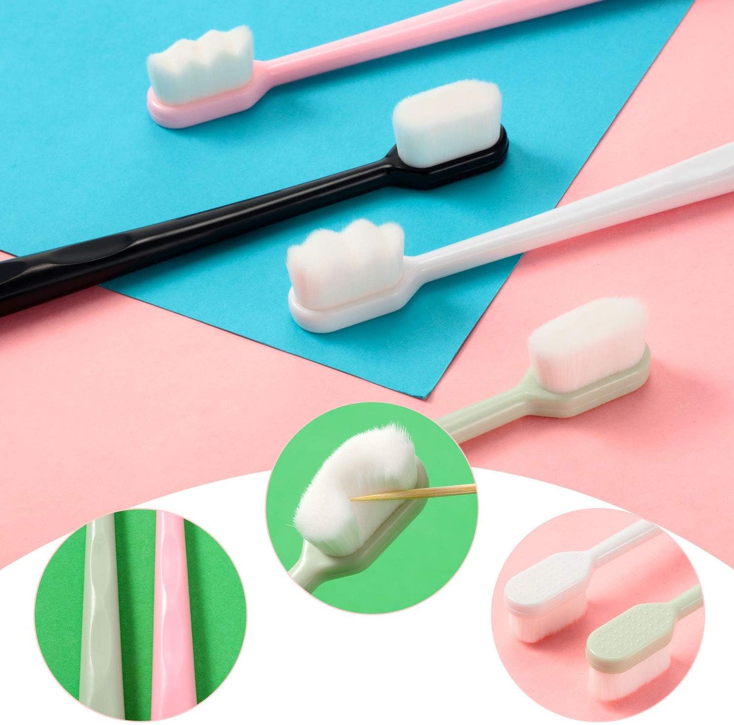 16 Pieces Extra Soft Toothbrush Micro-Nano Toothbrush with 20000 Floss Bristles Manual Toothbrushes for Sensitive Teeth Pregnant Women Elderly Children, 2 Styles