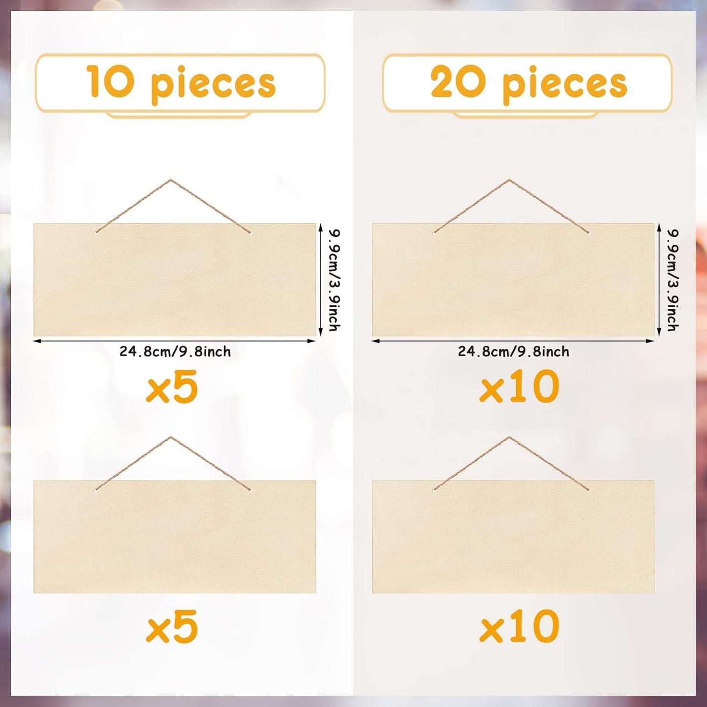 10 Pcs Unfinished Hanging Wood Sign Easter 9.8 x 3.9 Inch Rectangle Blank Wooden Plaque Blank Hanging Wooden Slices Banners with Ropes for Spring Painting Writing DIY Crafts