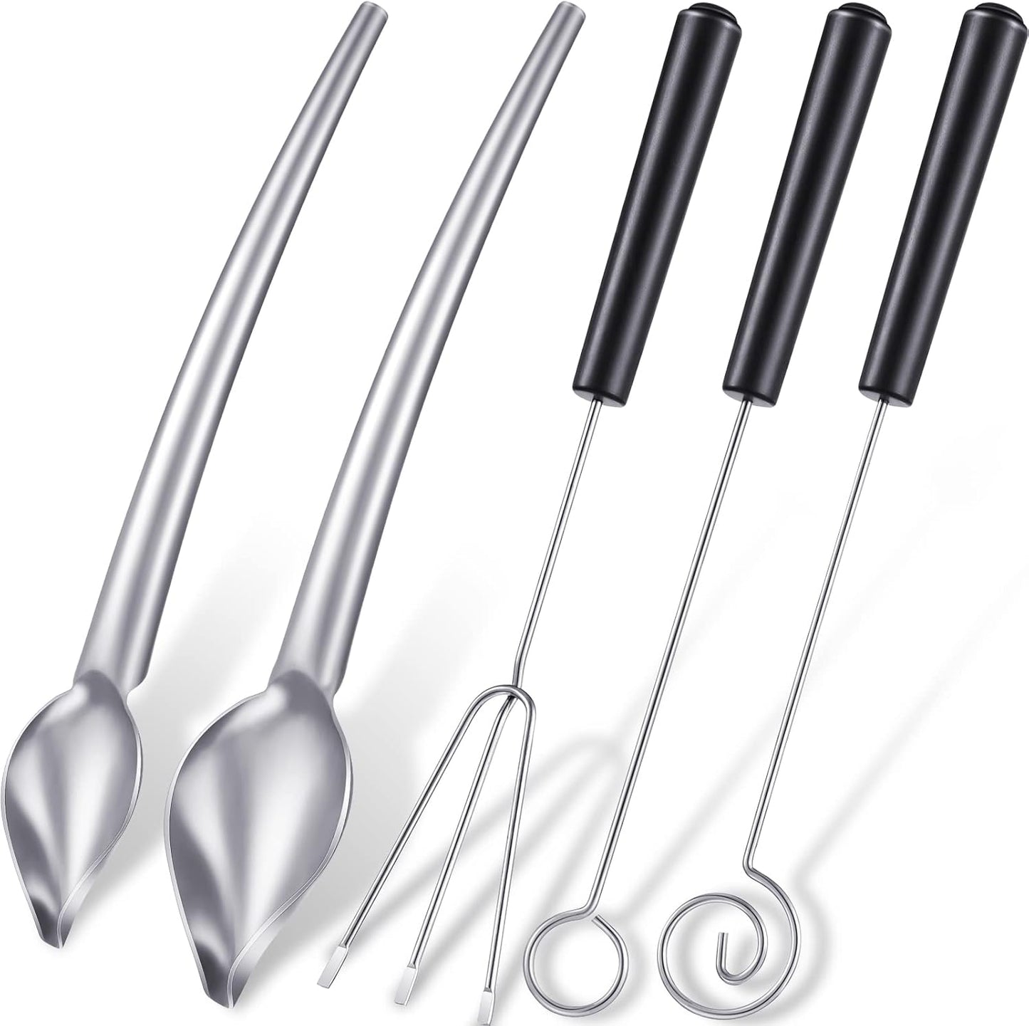 3 Pieces Candy Dipping Tools Chocolate Dipping Fork Spoons Set 2 Pieces Culinary Decorating Spoons Chef Art Pencil for Decorative Plates Stainless Steel(Classic Style)