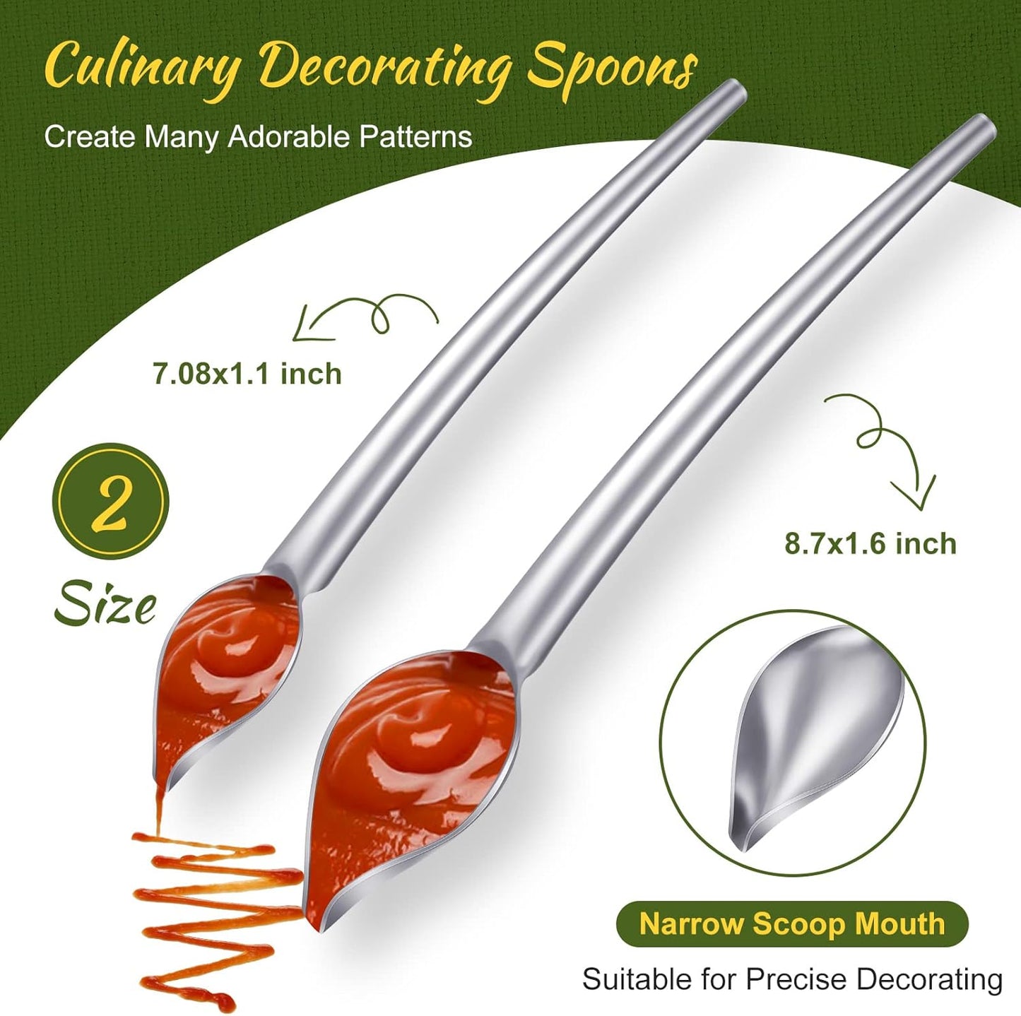 3 Pieces Candy Dipping Tools Chocolate Dipping Fork Spoons Set 2 Pieces Culinary Decorating Spoons Chef Art Pencil for Decorative Plates Stainless Steel(Classic Style)