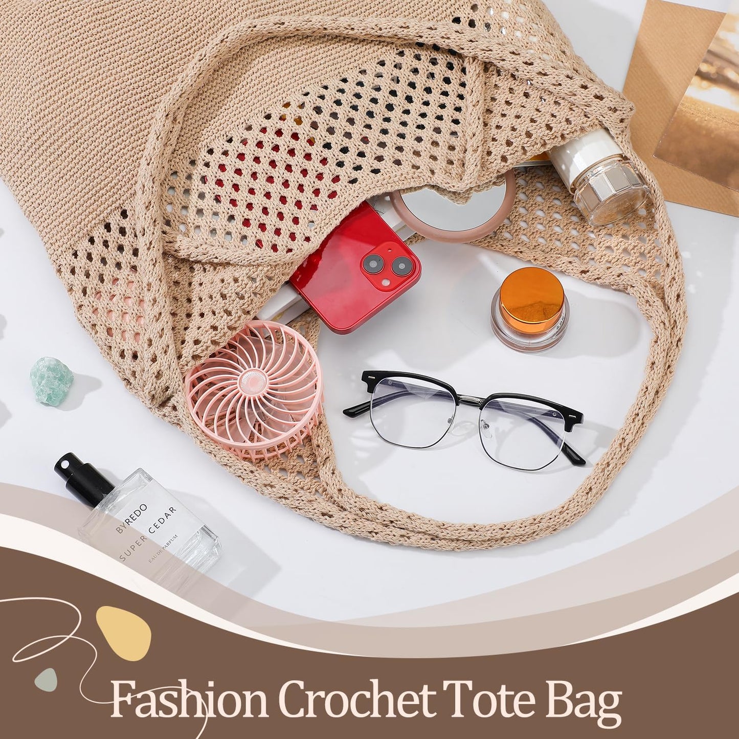Crochet Beach Tote Bags, Stylish Mesh Beach Bags Shoulder Bag for Women, Cute Summer Vacation Boho Tote Bag