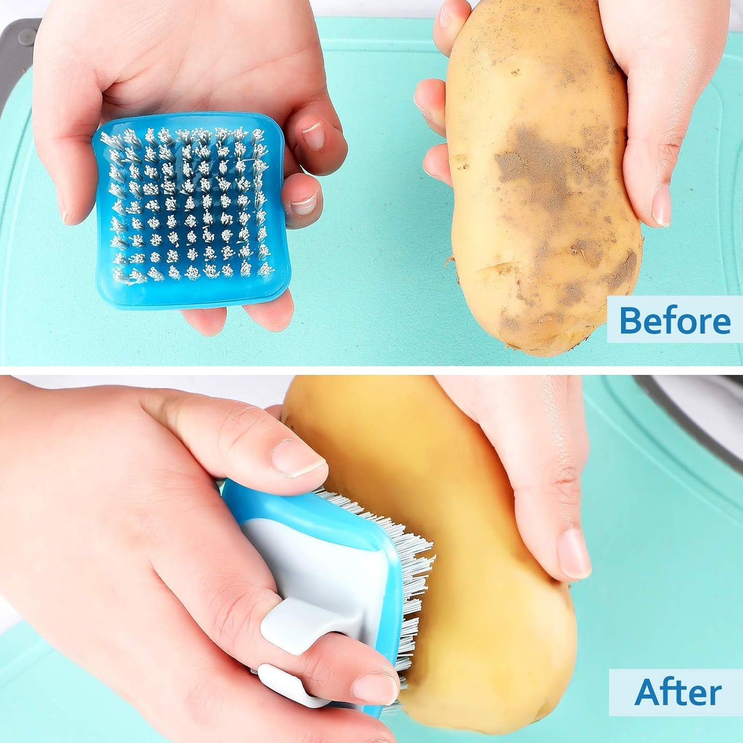 3 Pieces Vegetable Brush Potato Scrubber Vegetable Scrubber for Food Flexible Bristles Kitchen Brush for Fruits, Potatoes, Carrots Kitchen Gadgets Set in Random Color