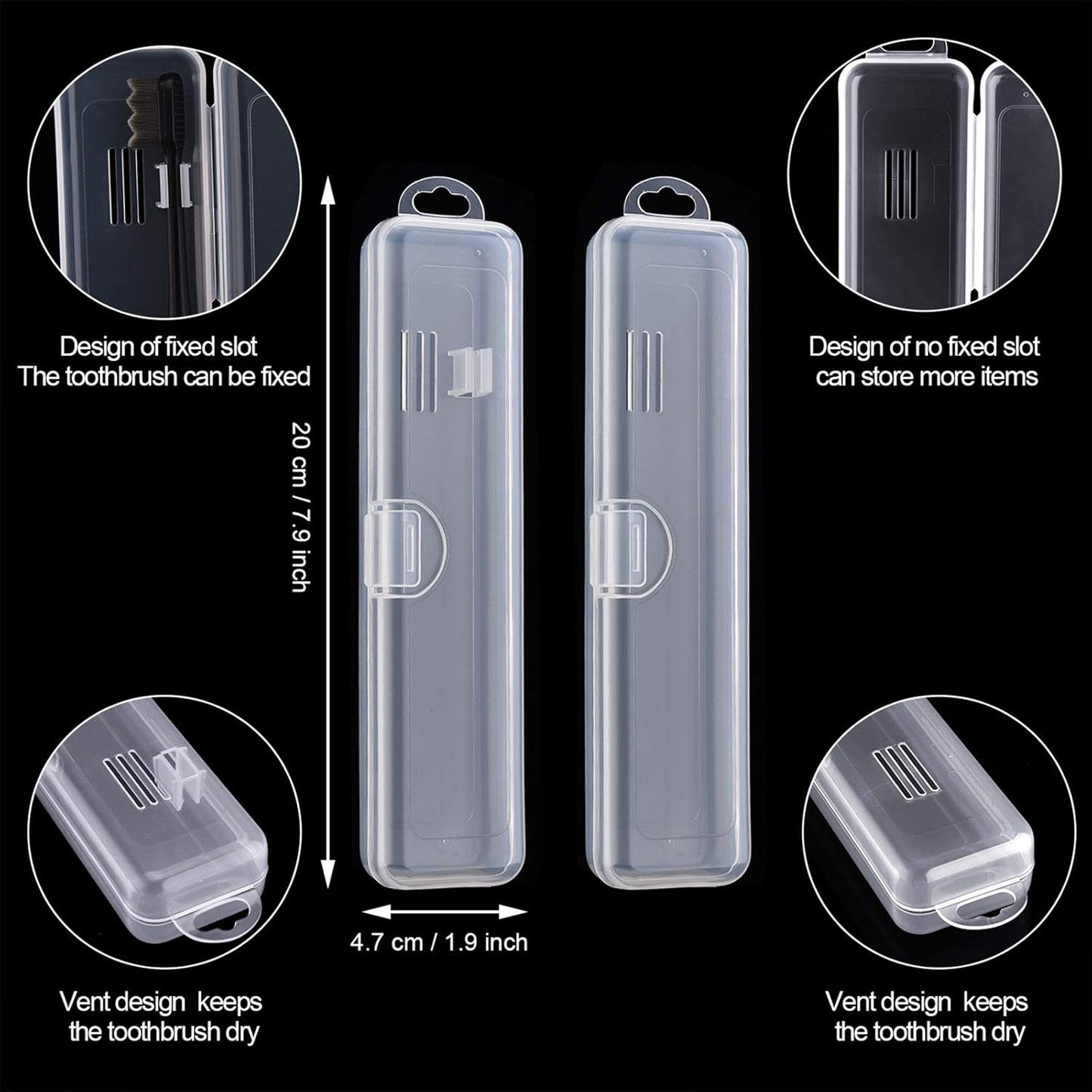 5 Pieces Portable Travel Toothbrush Case, Travel Toothbrush Holder Hard Plastic Dust-Proof Toothbrush Container Toothpaste Box Holder for Travel Use (Clear)