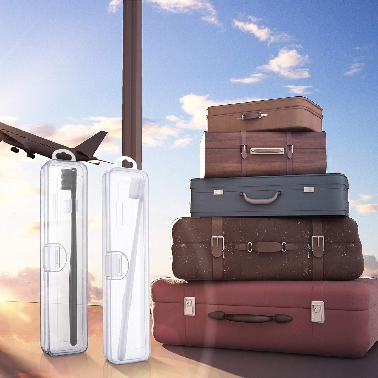5 Pieces Portable Travel Toothbrush Case, Travel Toothbrush Holder Hard Plastic Dust-Proof Toothbrush Container Toothpaste Box Holder for Travel Use (Clear)