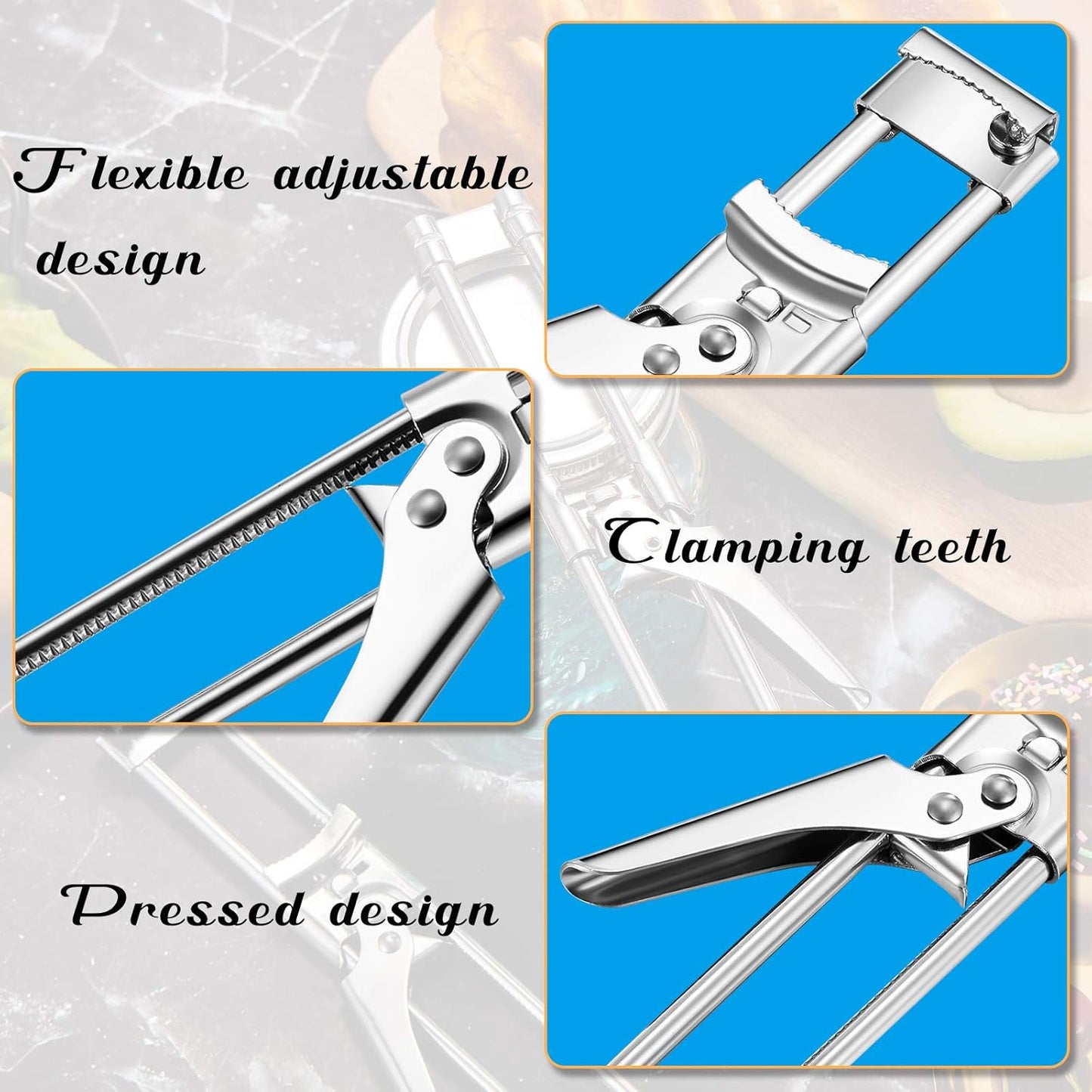 2 Pieces Master Opener Adjustable Jar and Bottle Adjustable Multifunction Stainless Steel Can Jar Lid Gripper Manual Opener Kitchen Accessories for Weak Hands Seniors