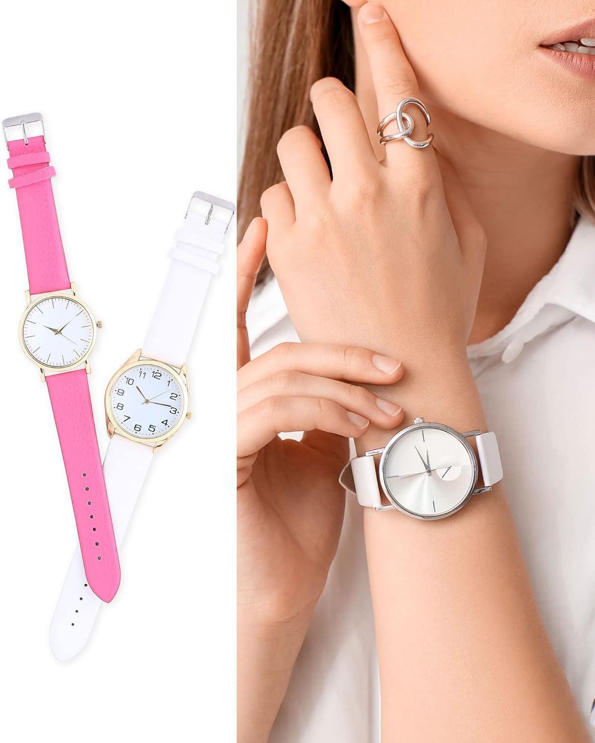 Multi-sizes Genuine Leather Band, Flat Thin Elegant Leather Watch Strap for Men and Women
