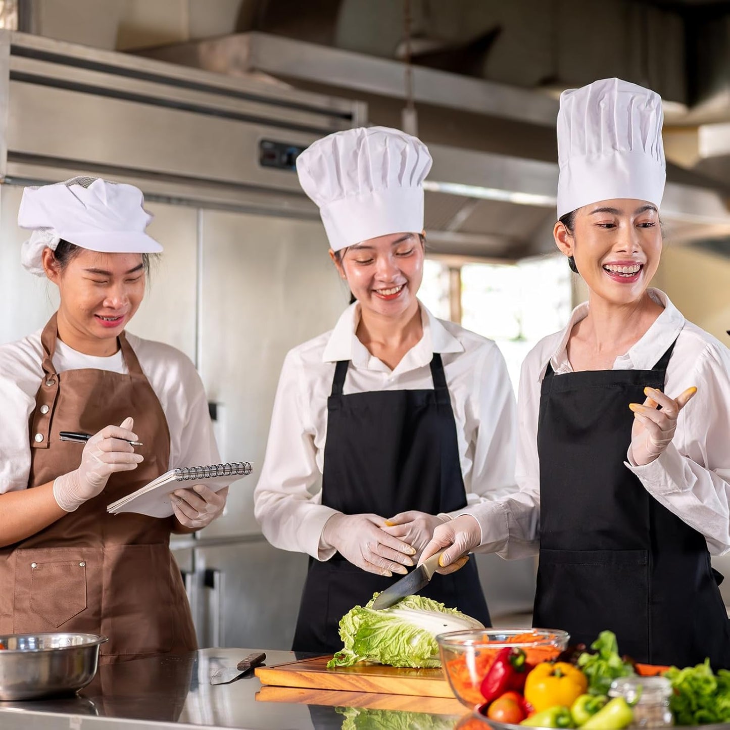 Chef Hat, Adjustable Elastic Band Cotton Baker Hat for Women and Men, Full Cloth Baker Hat Food Service Hair Nets