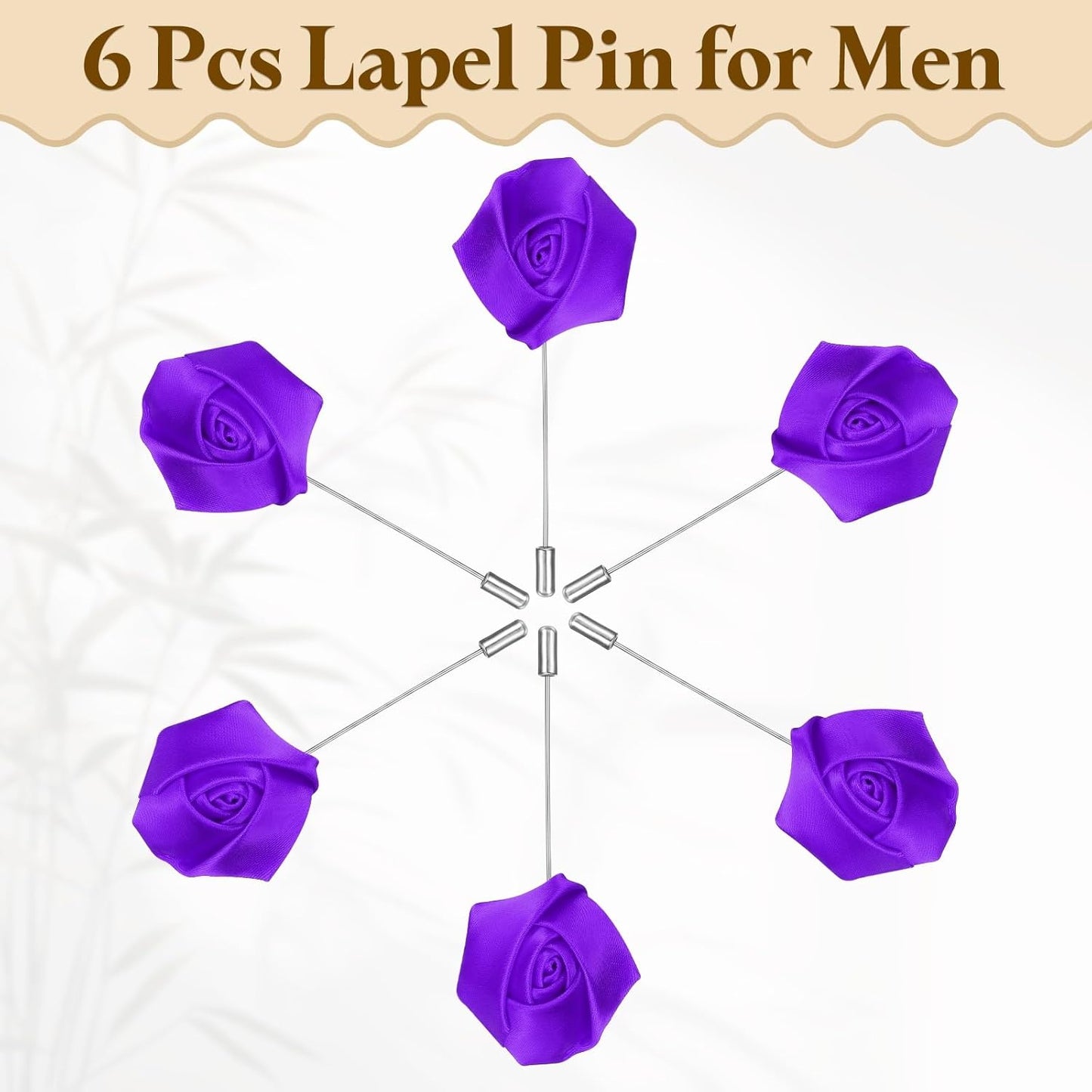 Rose Lapel Pin for Men, Satin Flower Lapel Pins Silk Brooch for Groom Business
